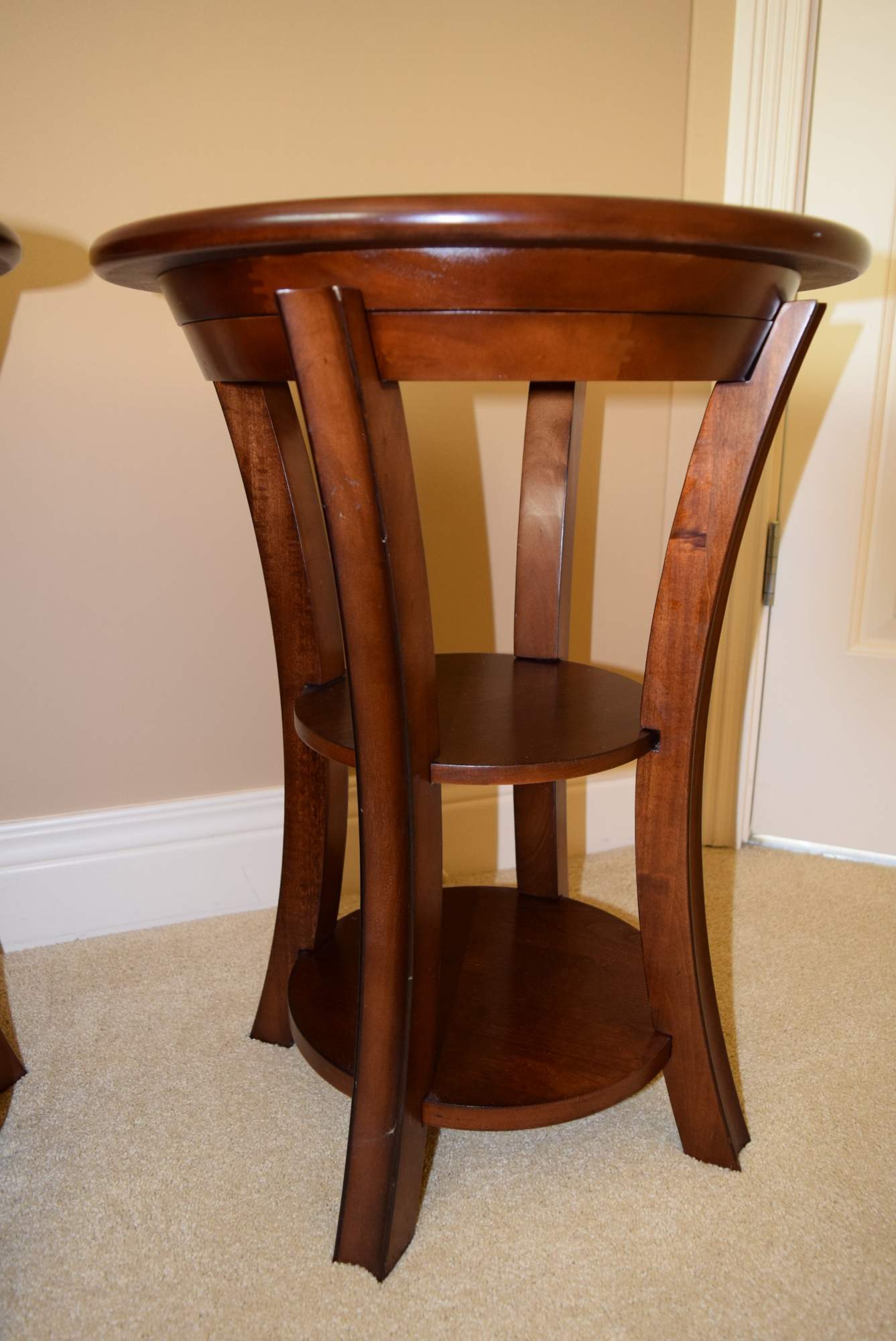 Pair of Round Wood Accent Tables EBTH